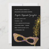 Fancy Paarse Masquerade Quinceanera Party Kaart (Voorkant)