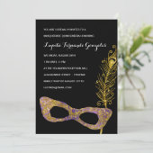 Fancy Paarse Masquerade Quinceanera Party Kaart (Staand voorkant)