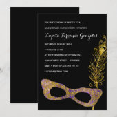 Fancy Paarse Masquerade Quinceanera Party Kaart (Voorkant / Achterkant)