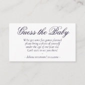 Fancy Paarse script | Het moderne Baby shower rade Informatiekaartje (Voorkant)