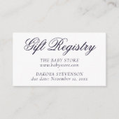 Fancy Paarse script | Het moderne Baby shower regi Informatiekaartje (Voorkant)