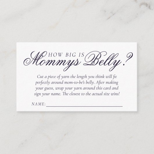 Fancy Paarse script | Hoe groot is Mommys Belly Informatiekaartje (Voorkant)