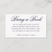 Fancy Paarse script | Modern Bring Baby Book Poem Informatiekaartje (Voorkant)