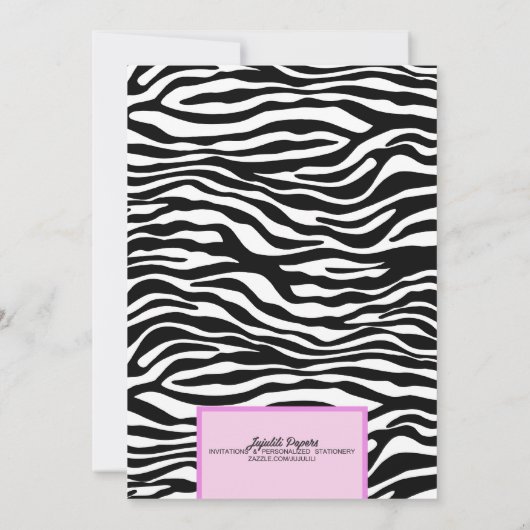 Fancy Paarse Zebra Lingerie Shower Bachelorette Kaart (Achterkant)