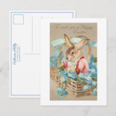 Fancy paasbundel in mandje met vergeet-me-nots briefkaart (Voorkant / Achterkant)