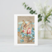Fancy paasbundel in mandje met vergeet-me-nots briefkaart (Staand voorkant)