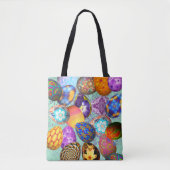 Fancy paaseieren op Mint Damask Tote Bag (Voorkant)