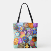 Fancy paaseieren op Mint Damask Tote Bag (Achterkant)
