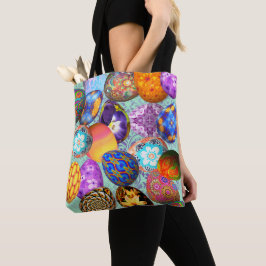 Fancy paaseieren op Mint Damask Tote Bag