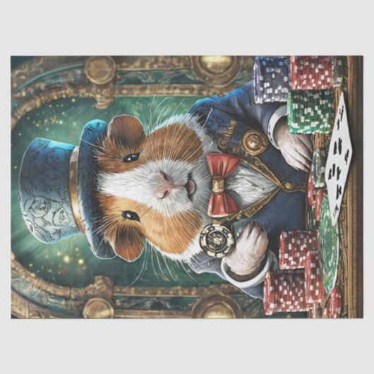 Fancy Pants heeft een Flush, Cavia speelt Poker Tissuepapier (Voorkant)