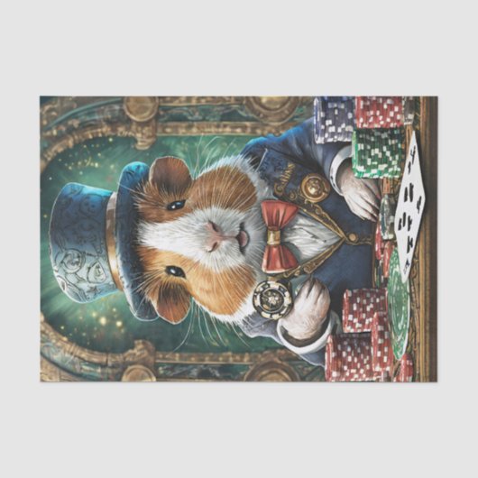 Fancy Pants heeft een Flush, Cavia speelt Poker Tissuepapier (Voorkant)