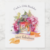 Fancy parfum Fabulous Fiftieth Womens Verjaardag Wijn Etiket (Enkel label)