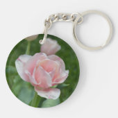 Fancy Pastel Roze Tulpen acryl Sleutelhanger (Achterkant)