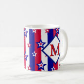 Fancy patriottische sterren en strips met monogram koffiemok (Voorkant rechts)