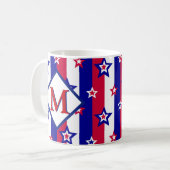 Fancy patriottische sterren en strips met monogram koffiemok (Voorkant links)
