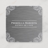 Fancy Patroon | Metallic Stalen Achtergrond Vierkante Visitekaartje (Voorkant)