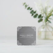 Fancy Patroon | Metallic Stalen Achtergrond Vierkante Visitekaartje (Staand voorkant)