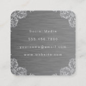 Fancy Patroon | Metallic Stalen Achtergrond Vierkante Visitekaartje (Achterkant)