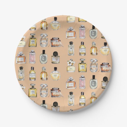 Fancy patroon parfumeflessen papieren bordje (Voorkant)