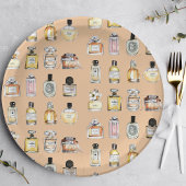 Fancy patroon parfumeflessen papieren bordje