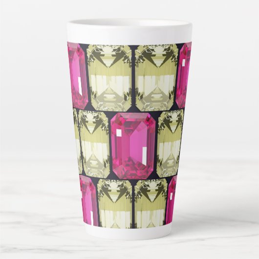 fancy patroon van vierkante edelstenen latte mok (Voorkant)