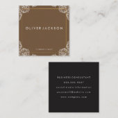 Fancy Patroongouden rand / bruin Vierkante Visitekaartje (Voorkant / Achterkant)