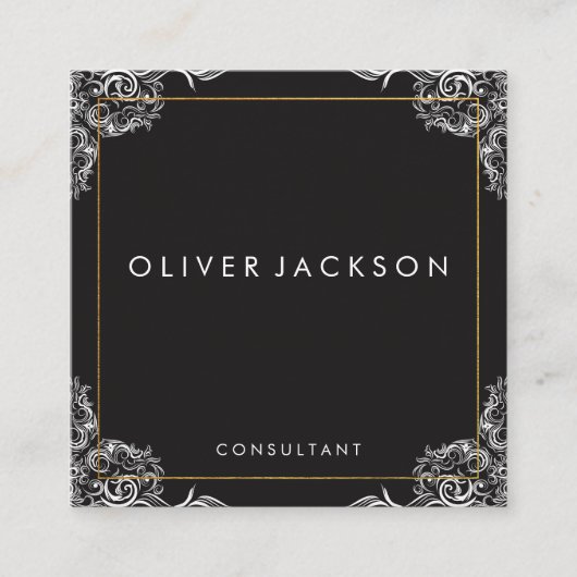 Fancy Patroongouden rand Vierkante Visitekaartje (Voorkant)