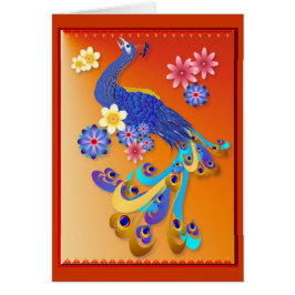 Fancy Peacock- en Flowers-kaart