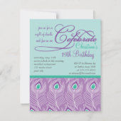 Fancy Peacock Feathers Birthday Party Celebration Kaart (Voorkant)