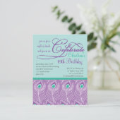 Fancy Peacock Feathers Birthday Party Celebration Kaart (Staand voorkant)