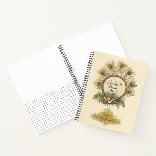 Fancy Peacock Feathers Flora and Fauna Art Journal Notitieboek (Binnen)