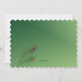 Fancy Peacock Feathers Green Invitation Kaart (Achterkant)