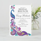 Fancy Peacock Paars en Blauwgroen Vrijgezellenfees Kaart (Staand voorkant)