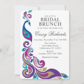 Fancy Peacock Paars en Blauwgroen Vrijgezellenfees Kaart (Voorkant)