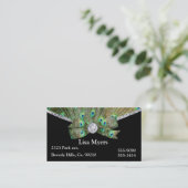 Fancy Peacock Plume & Diamonds Visitekaartje (Staand voorkant)
