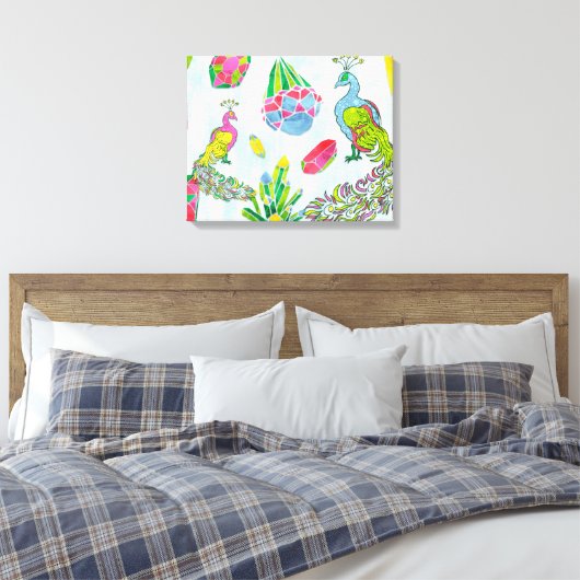 Fancy Peacocks Canvas Afdruk (Insitu (Slaapkamer))