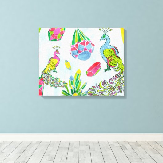 Fancy Peacocks Canvas Afdruk (Insitu (Houten vloer))