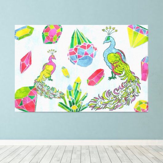 Fancy Peacocks Canvas Afdruk (Insitu (Houten vloer))