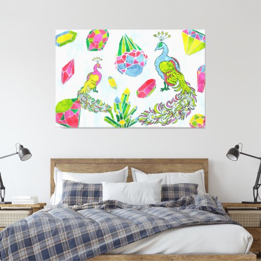Fancy Peacocks Canvas Afdruk (Insitu (Slaapkamer))