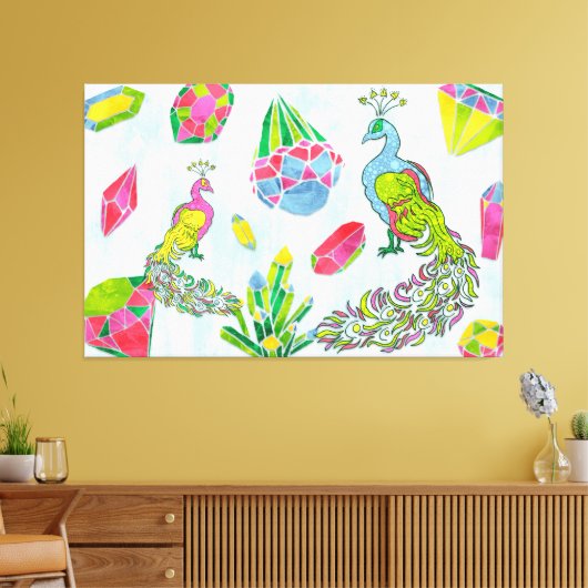 Fancy Peacocks Canvas Afdruk (Insitu (Woonkamer))