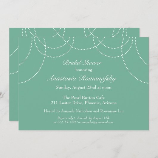 Fancy Pearls Bridal Shower-uitnodiging Kaart (Voorkant / Achterkant)