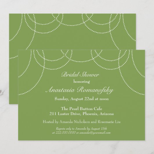 Fancy Pearls Bridal Shower-uitnodiging Kaart (Voorkant / Achterkant)