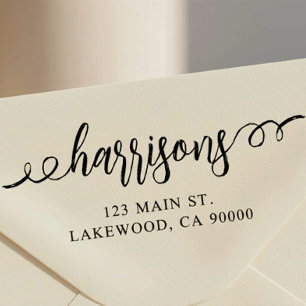 Fancy penseelscript Adres Wood Art Stamp Rubberstempel