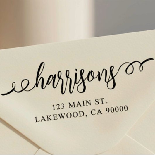 Fancy penseelscript Adres Wood Art Stamp Rubberstempel
