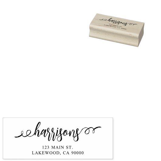 Fancy penseelscript Adres Wood Art Stamp Rubberstempel (Gestempeld)