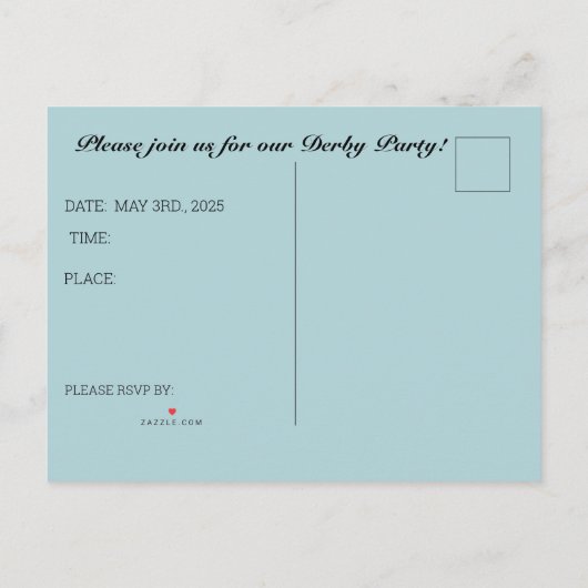 FANCY PET DERBY PARTY UITNODIGING (Achterkant)