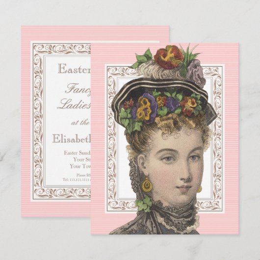 Fancy Petten en bonnets Brunch Pasen Kaart (Voorkant / Achterkant)