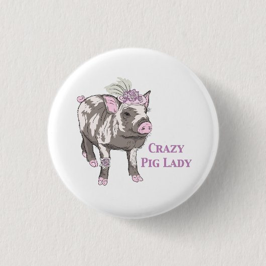 Fancy Pig Lady Ronde Button 3,2 Cm (Voorkant)