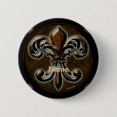 Fancy pinknop van Fleur De Lis Ronde Button 5,7 Cm (Voorkant)