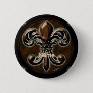 Fancy pinknop van Fleur De Lis Ronde Button 5,7 Cm